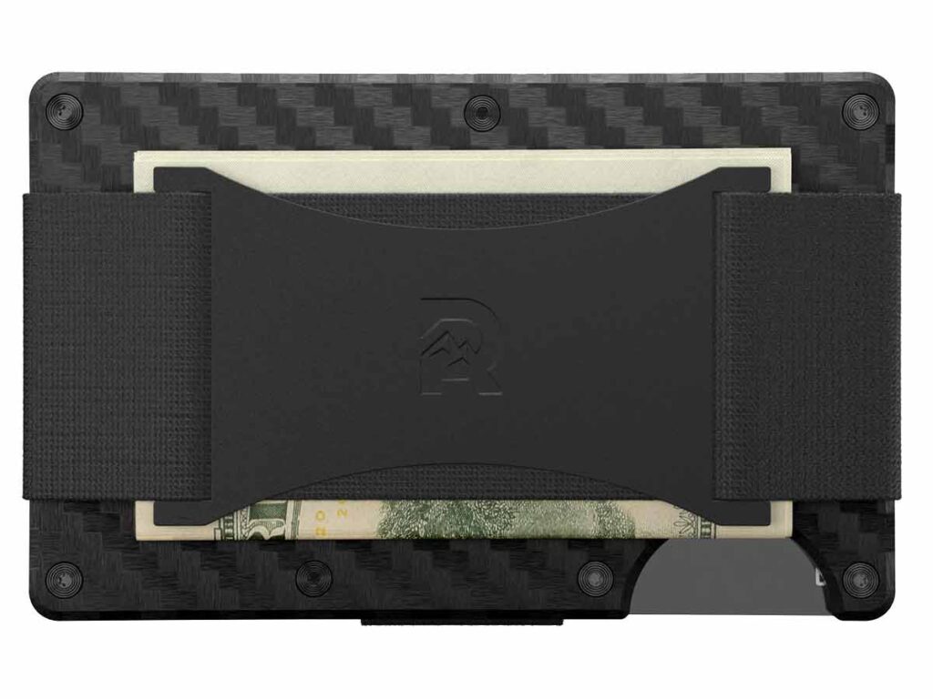 A black wallet with money clip.